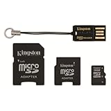 Kingston Mobility Kit - 16 GB microSDHC Flash Memory Card with SD and miniSD Adapters + USB Reader MBLYG2/16GB