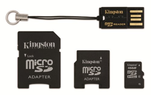 Kingston Mobility Kit - 16 GB microSDHC Flash Memory Card with SD and miniSD Adapters + USB Reader MBLYG2/16GB