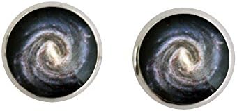Small Silver Tone Milky Way Stud Earrings
