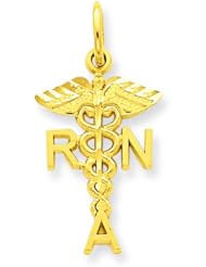 14K Gold RNA Caduses Charm