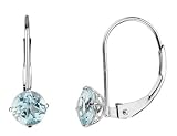 Aquamarine Gemstone French Back 5mm Solitaire Earring in 14K White Gold