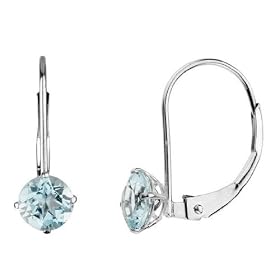 Aquamarine Earrings 5mm in 14K White Gold by