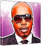 Mc Hammer - Pop Art Print (Multicolour; Purple Stars Background) 30 x 30 x 2 cm Medium Square Deep Box Canvas