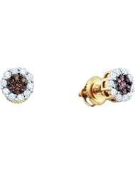 1.53CTW COGNAC DIAMOND FLOWER EARRINGS