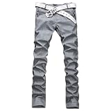 Allegra K Men Black White Houndstooth Plaid Belt Loop Zip Fly Casual Pants W32