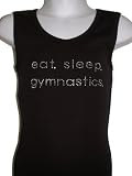 Girls Tank Shirt Black Gymnastics with Crystal Design "Eat, Sleep, Gymnastics"