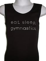 Girls Tank Shirt Black Gymnastics with Crystal Design "Eat, Sleep, Gymnastics"