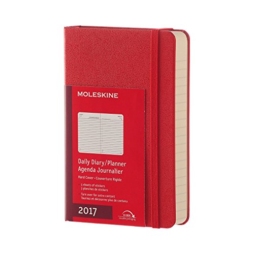 Moleskine 2017 Daily Planner, 12M, Pocket, Scarlet Red, Hard Cover (3.5 x 5.5)