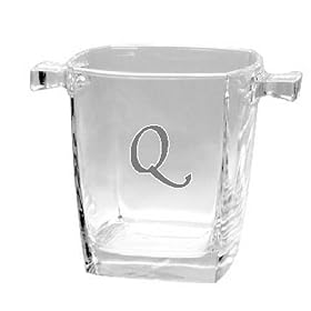 Culver Inc., Monogram Q Square Base Glass Cooler Ice Bucket by Culver