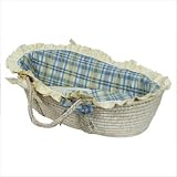 Hoohobbers Personalized Moses Basket Personalized Moses Basket in Plaid / Gingham Blue Customize: Yes, Personalization: Embroidered - One Word