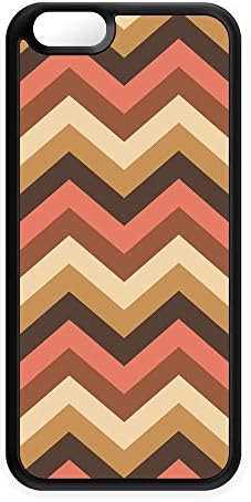 Pastel Brown Chevron Pattern ZigZag Black Silicon Case Snap-On Protective Back Cover Rubber Case for Apple® iPhone 6 by UltraCases + FREE Crystal Clear Screen Protector