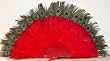 Red Marabou Feather Fan with Peacock Tips