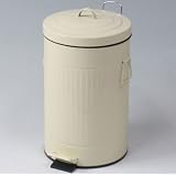 スチール　ラウンドペダルペール　12L　アイボリ－ 78453