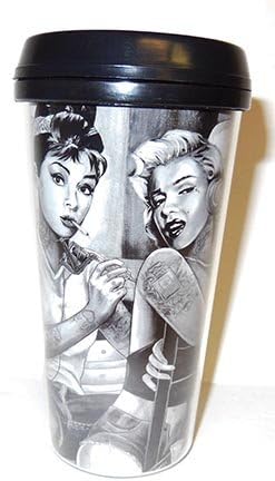 MARILYN &amp; AUDREY PLASTIC TRAVEL MUG