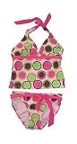 Girls Pink Foil Dots Tankini Swimsuit