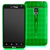 Argyle Flexible TPU Cover Skin Phone Case For LG VS910 / Revolution - Green ....