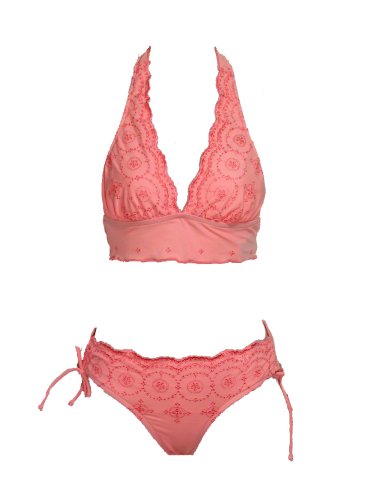 Hot Kiss Coral Lolita 2pc Bikini Triangle Top& Adjustable Halter (Small)