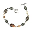 Bracelet - B43 - Handmade Genuine Leopard Skin Jasper Gemstone and Fire-Polished Beads - Oval Semi Precious Stone and Silver Tone Metal Beads ~ Toggle Closure