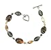 Bracelet - B43 - Handmade Genuine Leopard Skin Jasper Gemstone and Fire-Polished Beads - Oval Semi Precious Stone and Silver Tone Metal Beads ~ Toggle Closure