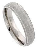 Titanium 6 mm (1/4) Domed Comfort Fit Band Frosted Finish with Grooved and Polished Edges