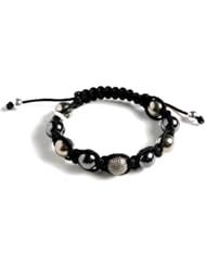 Handmade Sterling Silver Diamond Macrame Beads Bracelet Jewelry