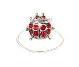 Toe Ring - T20 - Crystal Illusion - Ladybug ~ Siam Red