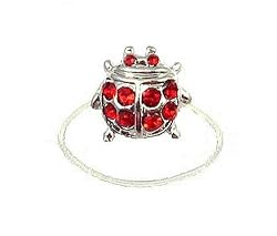 Toe Ring - T20 - Crystal Illusion - Ladybug ~ Siam Red
