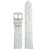 Watch Band Genuine Ostrich Leather Strap 18mm White with Quick Release Springs