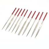 uxcell　ヤスリ　ニードルファイルセット　レッドラバーコートハンドル　スクエア　ラウンド　トライアングル　クロッシング　10 in 1