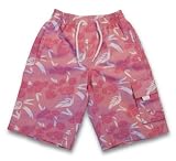 Girls Board Shorts by Snapper Rock - Pink w/ White Hawaiian