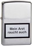 Original Zippo Feuerzeug Mein Arzt raucht auch. chrom gebürstet