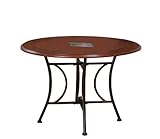Dining Table with Slate Diamond Accent in Copper Metal and Cherry Wood Fini ....