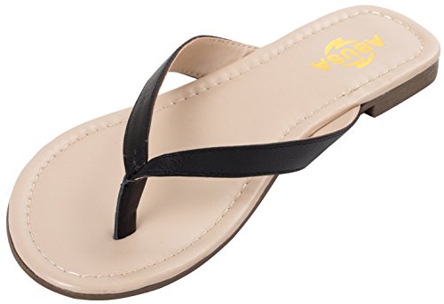 ABUSA Women's Summer Classic Soft Leather Flip Flops