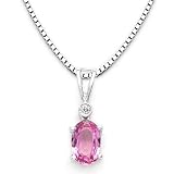 14k White Gold Pink Sapphire and Diamond Pendant with Chain