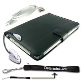 Amazon Kindle 2 Portable Leather Case + USB Data Cable + E-Reader Light + Determination Hand Strap