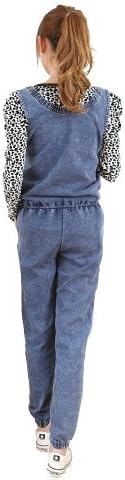 XQN Women's Zipper Round Neck Multifunctional Denim Jeans Jumpsuit