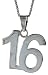 Sterling Silver Digit Number 16 Pendant 3/4 in. (18 mm)