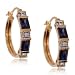 Yellow Gold Hoop Earrings w Blue Sapphire & Diamonds