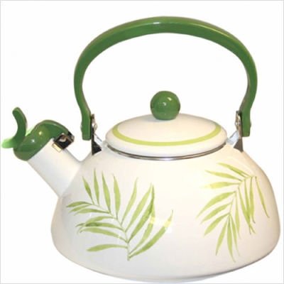 Square Bamboo Leaf Whistling Tea Kettle 80 oz. with Optional Accessories