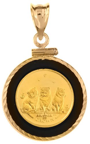 14K Onyx 2006 Tonkinese Cat Coin Pendant