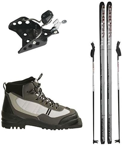 New Whitewoods 75mm 3Pin Cross Country Package Skis Boots Bindings Poles 207cm (44, 180+ lbs. )