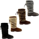 Womens Fur Covered Waterproof Sole Mid Calf Boots