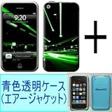 ★Skins(スキン)＋エアージャケット（青色透明ケース）のお得なセット！iPhone 3G/S用：NIGHTLIFEの画像