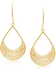 14K Yellow Gold Open Teardrop with Layered Bead Chain Earrings