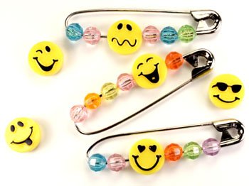 Smiley Face Bead Swaps, Makes 24 Pins