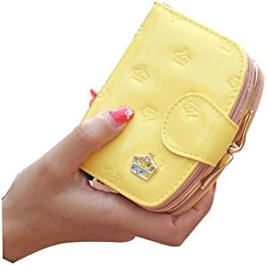 Cocokk Candy Colored Embossed Crown Mini Short Wallet Yellow