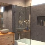 Frameless Bathtub Shower Screen, Swing Door, 64 X 33.5, 5/16 (8mm) Glass, Oil Rubbed Bronze Hinges. Model 6408OHR