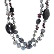 Dyed Pearl Necklace with Black Onyx and Gemstone