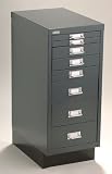 NPSG MD298DG Axcess 8 drawer under-the-desk Multi-Drawer Combo unit with drawers of varying size. DARK GRAY
