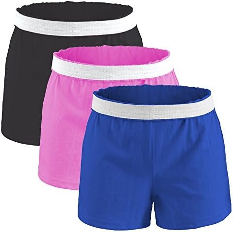 Soffe Juniors Authentic Cotton Shorts (Large, 3 Pack: Black/Pink/Royal)